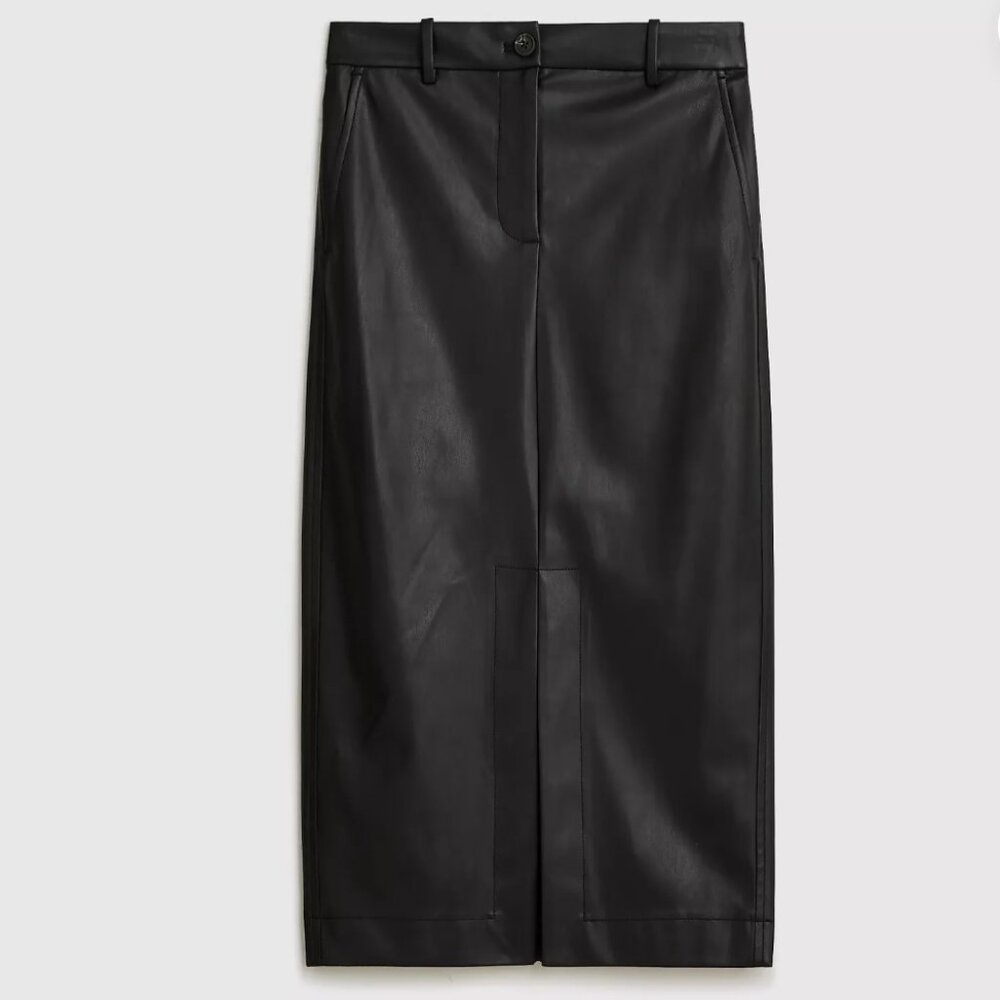 black J. Crew Faux Leather Pencil Skirt